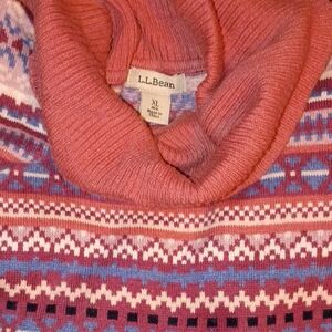 L.L. Bean Women's Cowl Neck Sweater in Pink and Blue